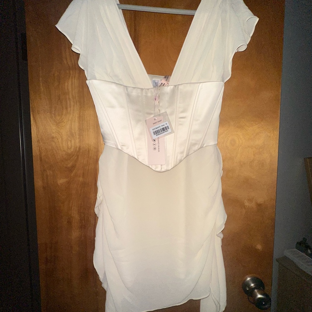 Oh Polly Cream Corset Dress